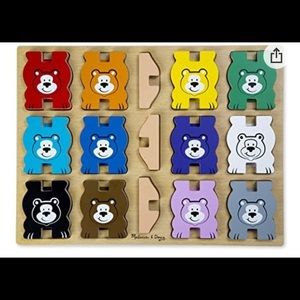 🔥2FOR30🔥  MELISSA & Doug Bears Wooden Chunky Puzzle and Stacking Toy